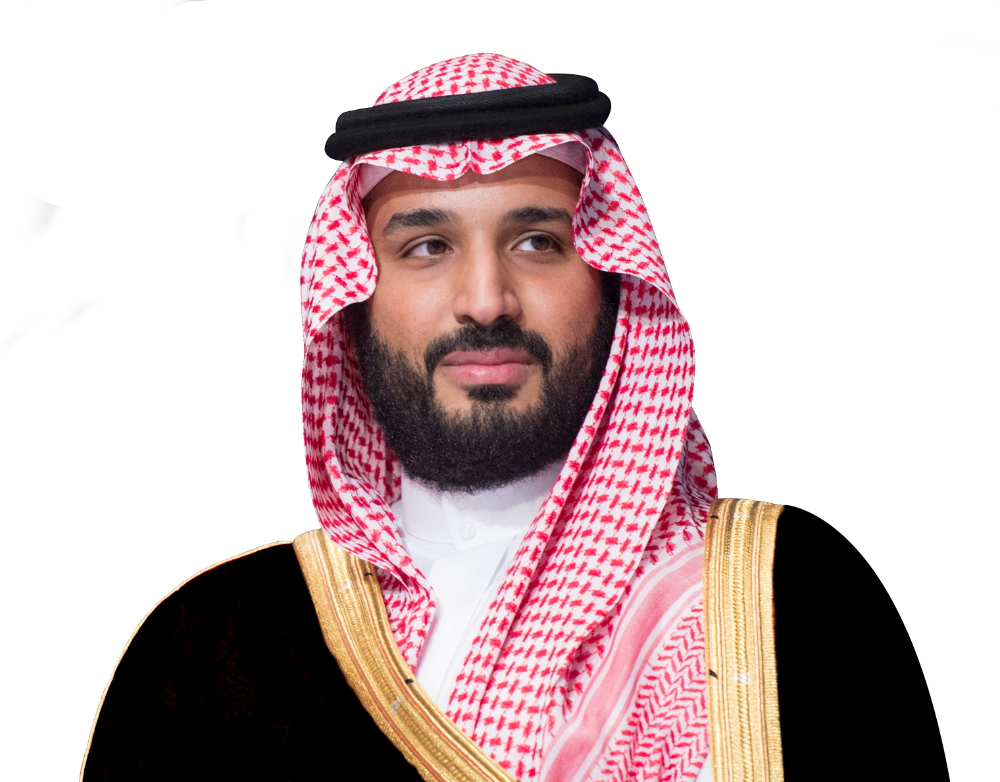 Prince Mohammed bin Salman, Crown Prince of Saudi Arabia and Chairman of the Board of Directors of Red Sea Global Company, stands tall wearing a Shemagh and black bisht, embodying leadership and responsibility.